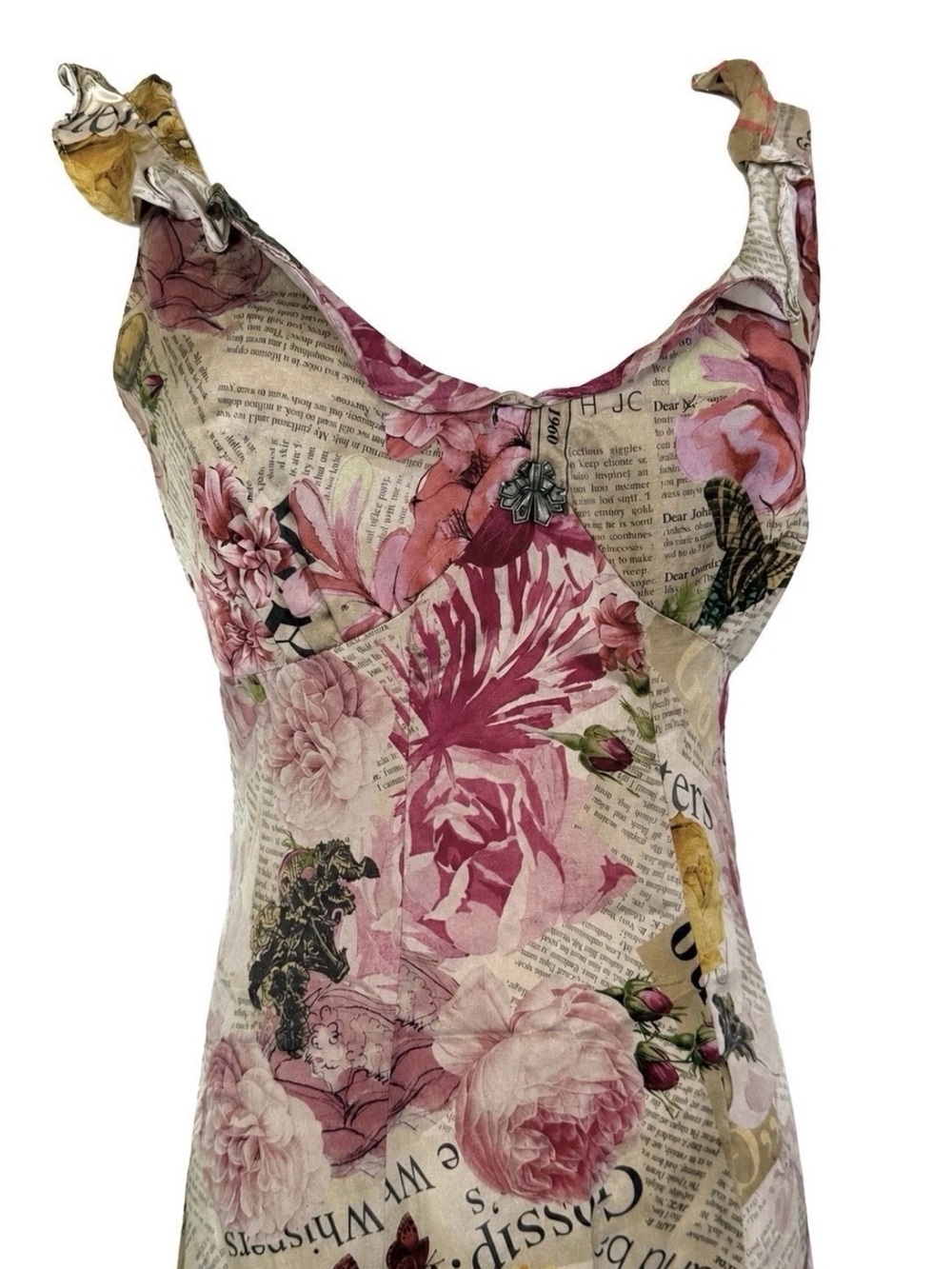 Galliano Newspaper and Floral Print Dress - Picture 3 of 8